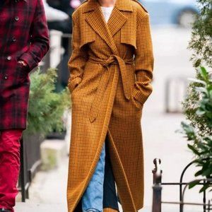 KHAITE Blythe trench Virgin Wool Houndstooth Print Trench Coat